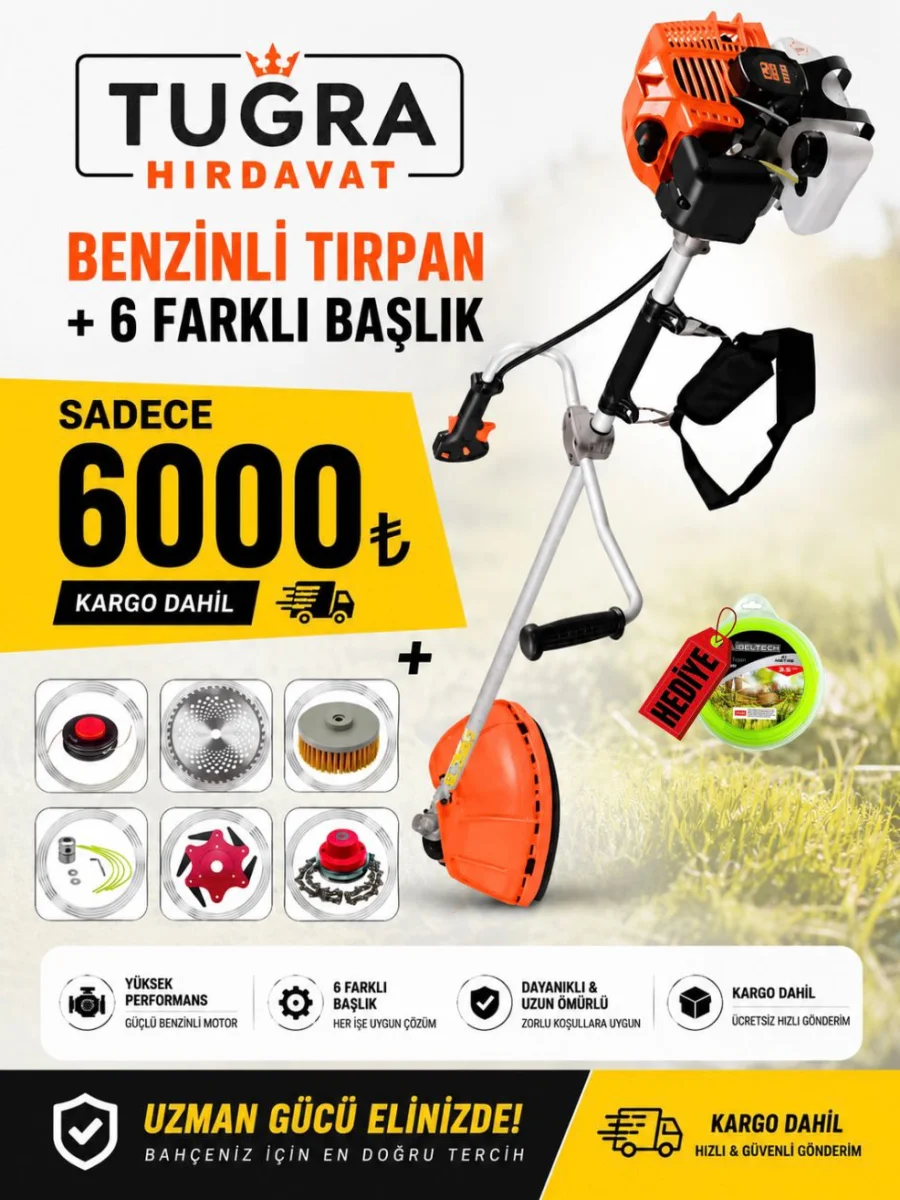 Profesyonel 6 Başlıklı Yan Tırpan - Ot Biçme Makinası