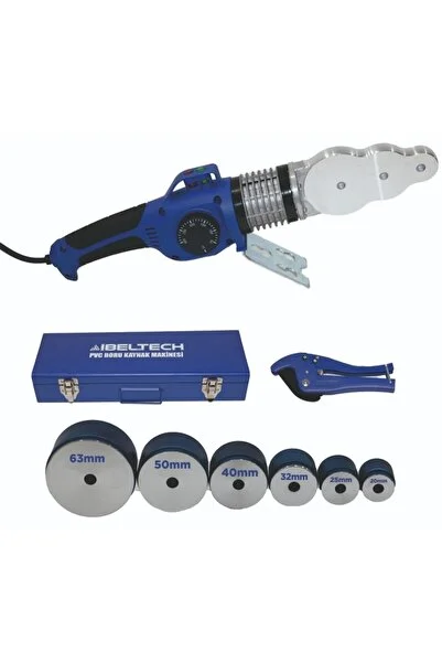 İBELTECH 1000W Dijital Ekranlı PPRC Plastik Boru Kaynak Makinası – 6 Paftalı Tam Set (20-63 mm)